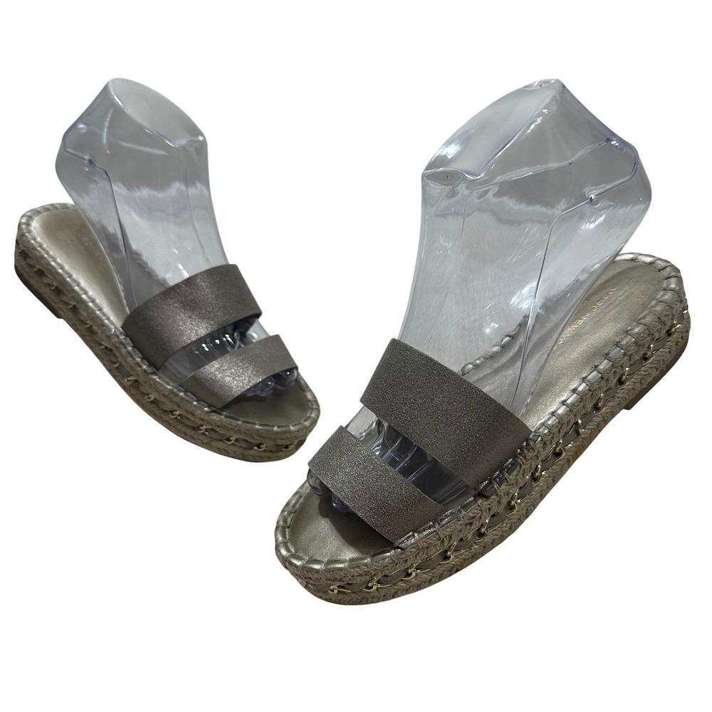 Marc New York Andrew Marc Metallic Pewter Espadrille Platform Sandals 5.5M